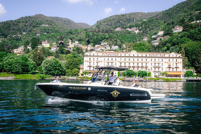 4H Private Cruise Bellagio Varenna Tender Yacht Invictus 6 Pax - Como’s western shore highlights: electric monument, seaplanes, and Villa Olmo
