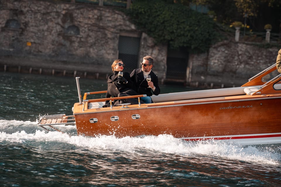 Como: Private Classic Wooden Boat Tour with Prosecco - Villa Pliniana for the Napoleon and Leonardo Da Vinci connection