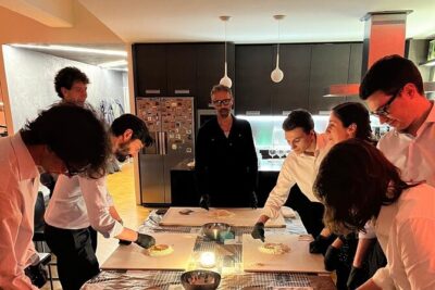 Rockin kitchen : Fresh Pasta lesson with Music Aperitif Dinner - The aperitivo setup: piadina romagnola and red wine first